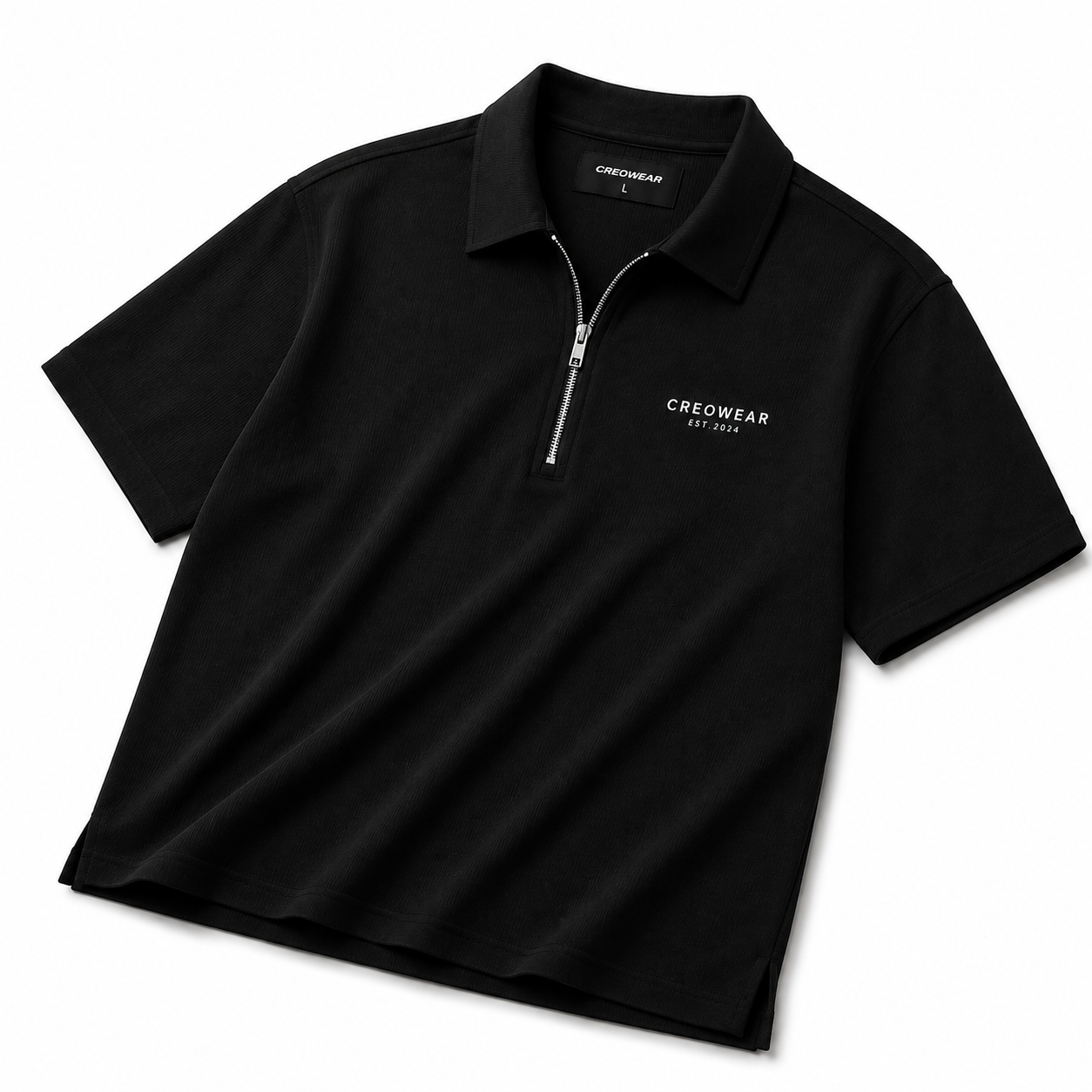 Creowear Essential Black Quarter-Zip Polo - Image 2