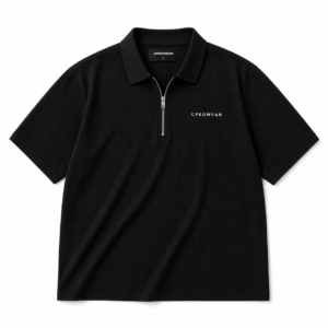 Creowear Essential Black Quarter-Zip Polo