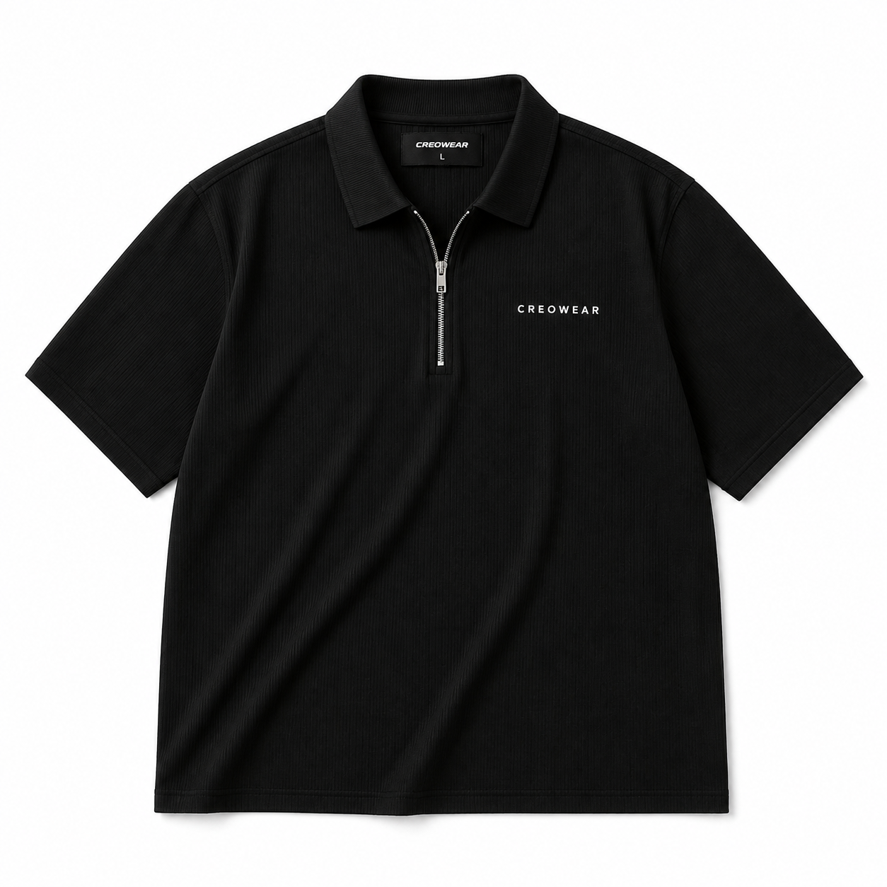 Creowear Essential Black Quarter-Zip Polo